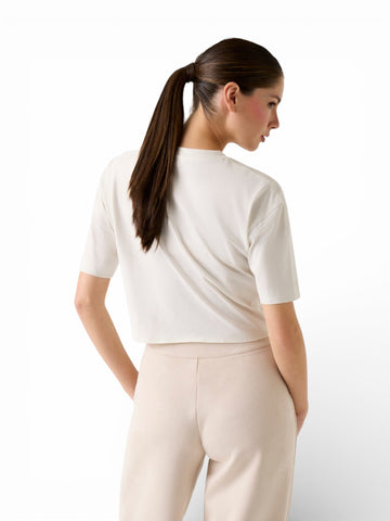Guess Athleisure Martina Cn Ss T-Shirt - T-Shirt Donna - Panna