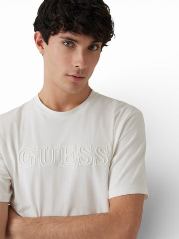 Guess Athleisure Ss Alphy T-Shirt - T-Shirt Uomo - Panna