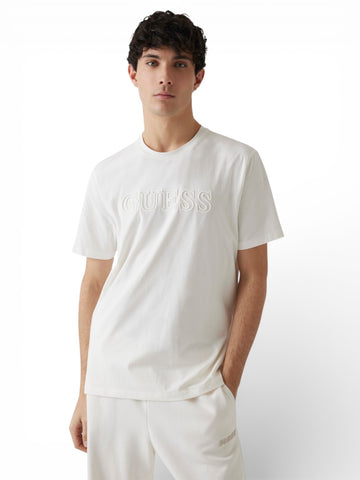 Guess Athleisure Ss Alphy T-Shirt - T-Shirt Uomo - Panna