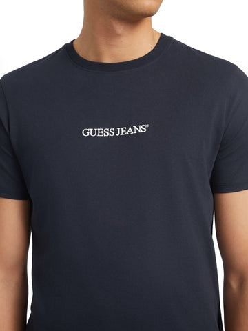 Guess Jeans Gj Ss Cn Slim Logo Embro Tee - T-Shirt Uomo - Daring Ocean