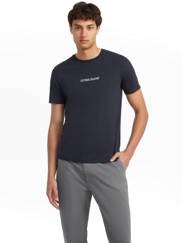 Guess Jeans Gj Ss Cn Slim Logo Embro Tee - T-Shirt Uomo - Daring Ocean