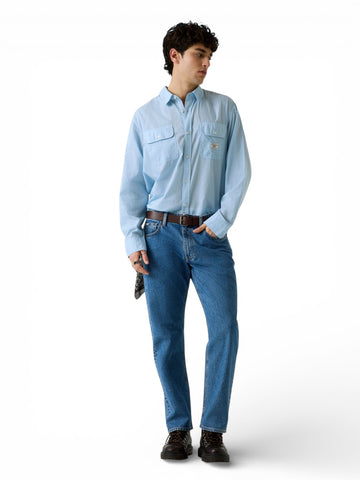 Guess Jeans Gj Ls Boxi Cropped Pocket Shir - Camicie Uomo - Celeste