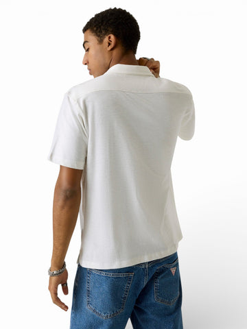 Guess Jeans Gj Reg Fit Slub Pique Ss Shirt - T-Shirt Uomo - Bianco
