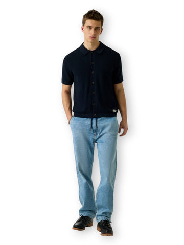 Guess Jeans Gj Ss Buttoned Polo Swtr - Maglieria Uomo - Blu