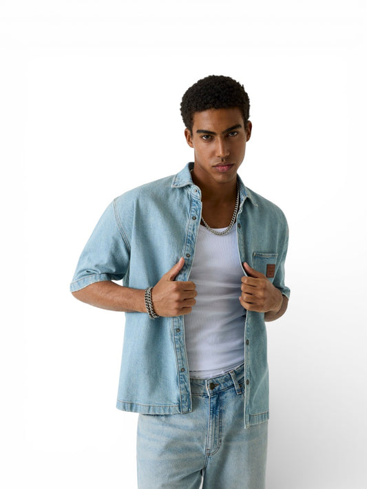 Guess Jeans Gj Oversize Crop Ss Shirt - Camicie Uomo - Jeans