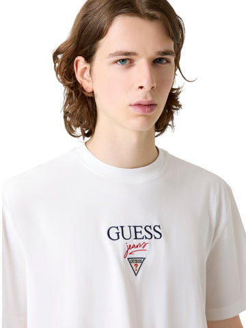 Guess Jeans Gj Ss Os Baker Logo Tee - T-Shirt Uomo - Panna