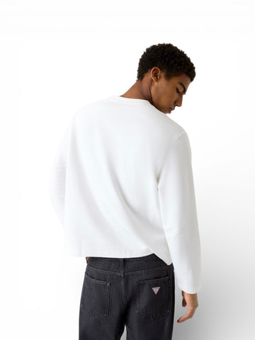 Guess Jeans Gj Ls Boxy Cropped Ottoman - T-Shirt Uomo - Bianco