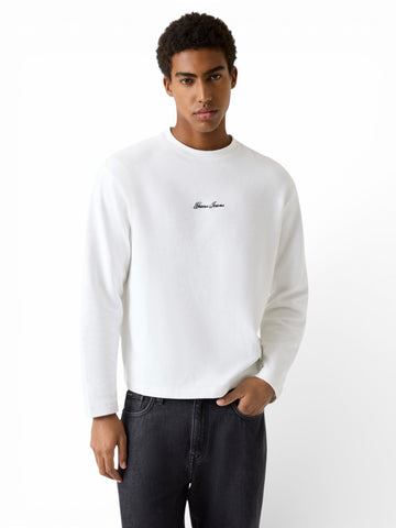 Guess Jeans Gj Ls Boxy Cropped Ottoman - T-Shirt Uomo - Bianco