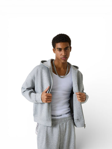 Guess Jeans Gj Scuba Full Zip Hoodie - Felpe Uomo - Grigio