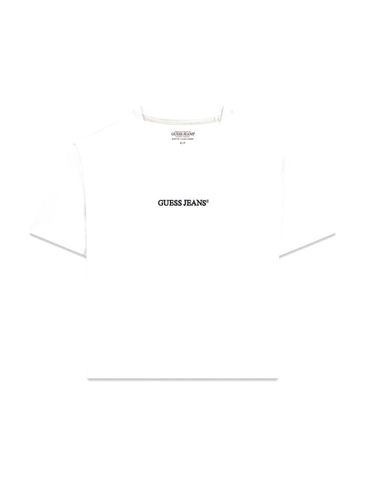 Guess Gj Ss Cn Boxy Embro Logo Tee - T-Shirt Donna - Bianco