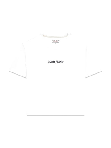 Guess Gj Ss Cn Boxy Embro Logo Tee - T-Shirt Donna - Bianco