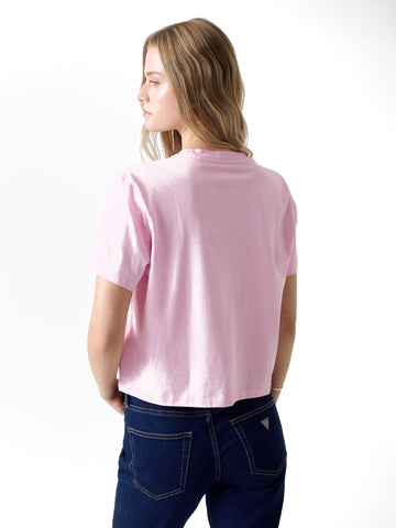 Guess Jeans Gj Ss Cn Boxy Embro Logo Tee - T-Shirt Donna - Soft Rose