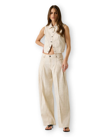 Guess Jeans Gj G12 Pleated Extra Wide Leg - Pantaloni Donna - Panna/blu