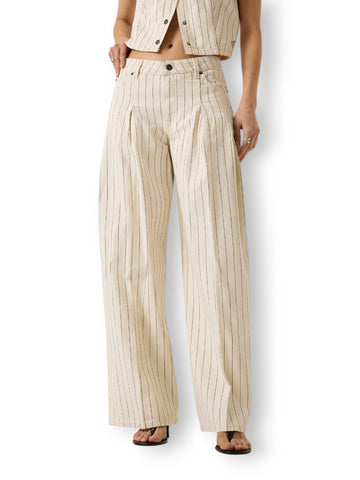 Guess Jeans Gj G12 Pleated Extra Wide Leg - Pantaloni Donna - Panna/blu
