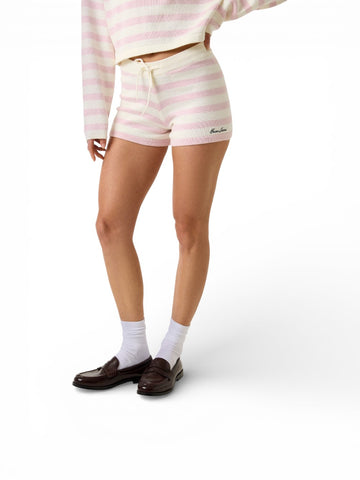 Guess Jeans Gj Striped Swtr Short - Shorts Donna - Bianco/Rosa