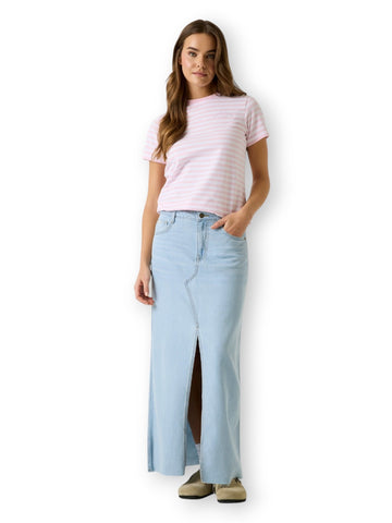 Guess Jeans Gj Ss Cn Reg Yd Striped Tee - Camicia Donna - Bianco/Rosa