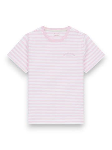 Guess Jeans Gj Ss Cn Reg Yd Striped Tee - Camicia Donna - Bianco/Rosa