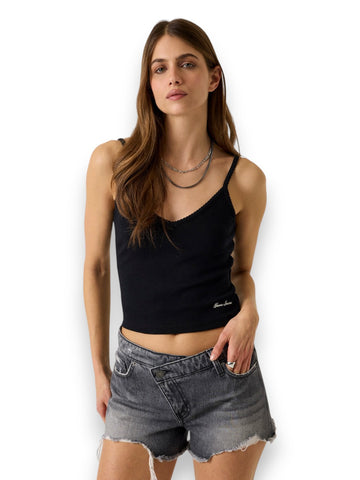 Guess Jeans Gj Pointelle Cami - T-Shirt Donna - Nero