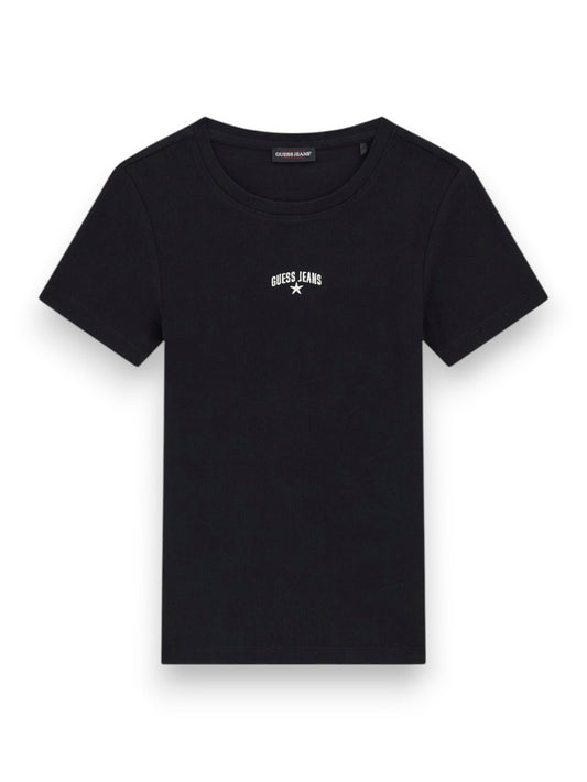 Guess Jeans Gj Ss Cn Rib Embro Tee - T-Shirt Donna - Nero