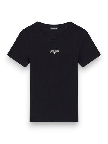 Guess Jeans Gj Ss Cn Rib Embro Tee - T-Shirt Donna - Nero