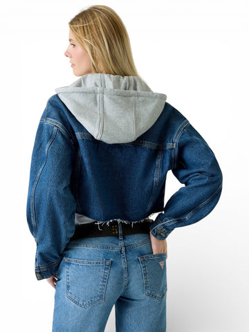 Guess Jeans Gj Cropped Hooded Trucker - Capospalla Donna - Denim