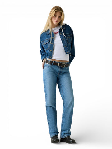 Guess Jeans Gj Cropped Hooded Trucker - Capospalla Donna - Denim