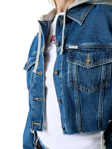 Guess Jeans Gj Cropped Hooded Trucker - Capospalla Donna - Denim