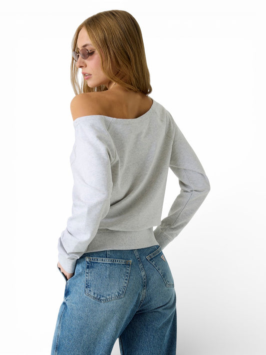 Guess Jeans Gj Off Shoulder 81 Sweatshirt - Felpa Donna - Grigio