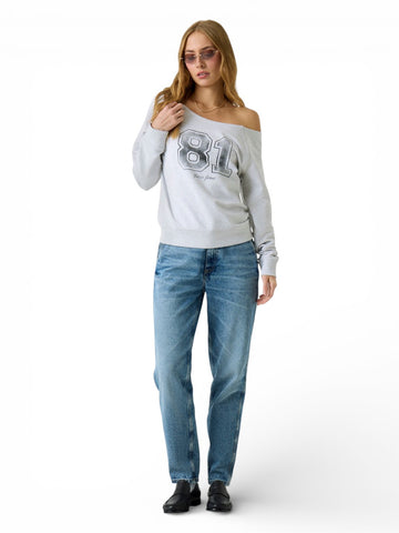 Guess Jeans Gj Off Shoulder 81 Sweatshirt - Felpa Donna - Grigio