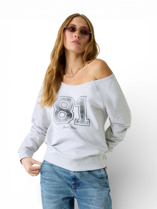 Guess Jeans Gj Off Shoulder 81 Sweatshirt - Felpa Donna - Grigio