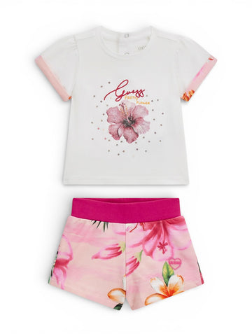 Guess Kids Set Ss T-Shirt+Active Shorts - Completo Bambina - Multicolore