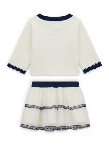 Guess Kids Set Cardigan+Mesh Skirt Cerem - Completo Bambina - Panna