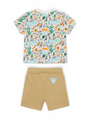 Guess Kids Set Ss T-Shirt+Jersey Shorts - Completo Bambino - Multicolore