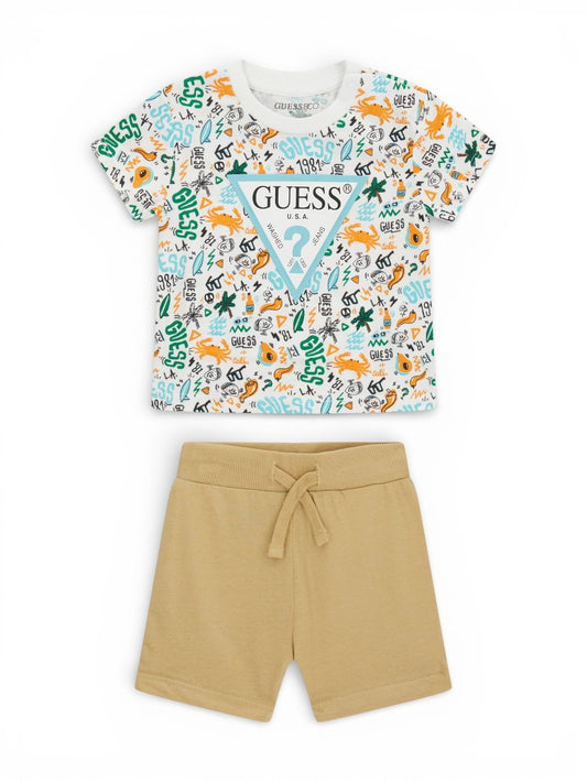 Guess Kids Set Ss T-Shirt+Jersey Shorts - Completo Bambino - Multicolore