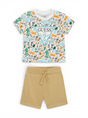 Guess Kids Set Ss T-Shirt+Jersey Shorts - Completo Bambino - Multicolore