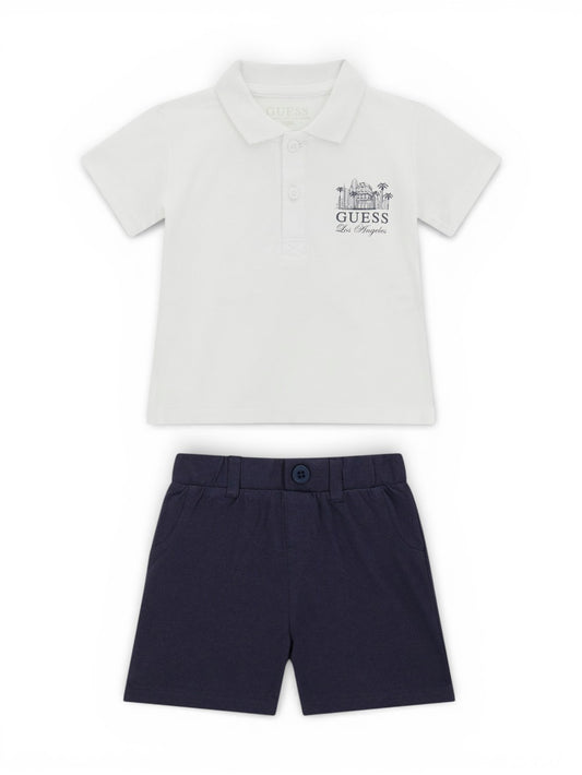 Guess Kids Set Ss Piquet Polo+Shorts - Completo Bambino - Bianco