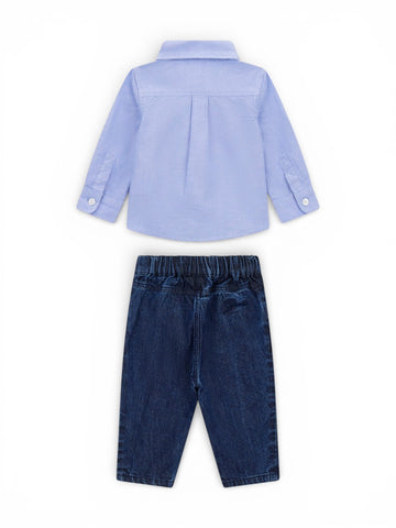 Guess Kids Set Oxford Shirt + Denim Pants - Completo Bambino - Denim