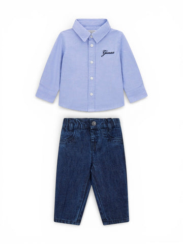 Guess Kids Set Oxford Shirt + Denim Pants - Completo Bambino - Denim