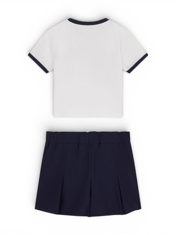 Guess Kids Set Ss T-Shirt+Pl Canvas Skirt - Completo Bambina - Bianco