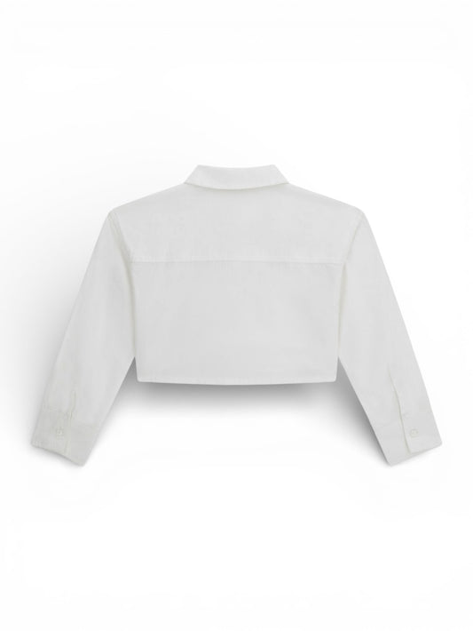 Guess Kids Boxy Poplin Ls Shirt - Camicia Bambina - Bianco