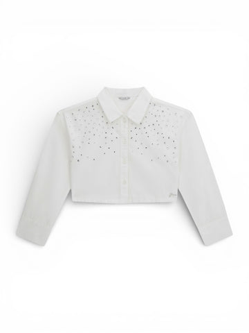 Guess Kids Boxy Poplin Ls Shirt - Camicia Bambina - Bianco