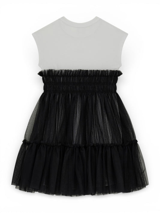 Guess Kids Mixed Fabric Ss Dress - Abito Bambina - Nero