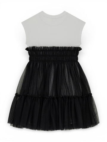 Guess Kids Mixed Fabric Ss Dress - Abito Bambina - Nero