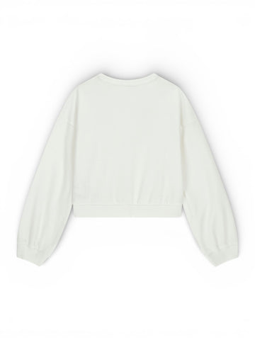 Guess Kids Oversize Crop Ls Active Top - Felpe Bambina - Bianco