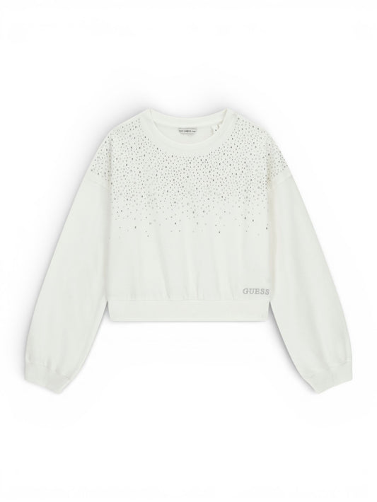 Guess Kids Oversize Crop Ls Active Top - Felpe Bambina - Bianco