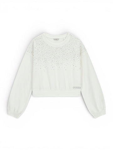 Guess Kids Oversize Crop Ls Active Top - Felpe Bambina - Bianco