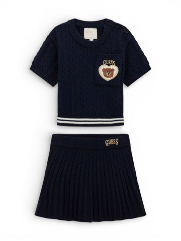 Guess Kids Set Ss Sweater + Sweater Skirt - Completo Bambina - Blu