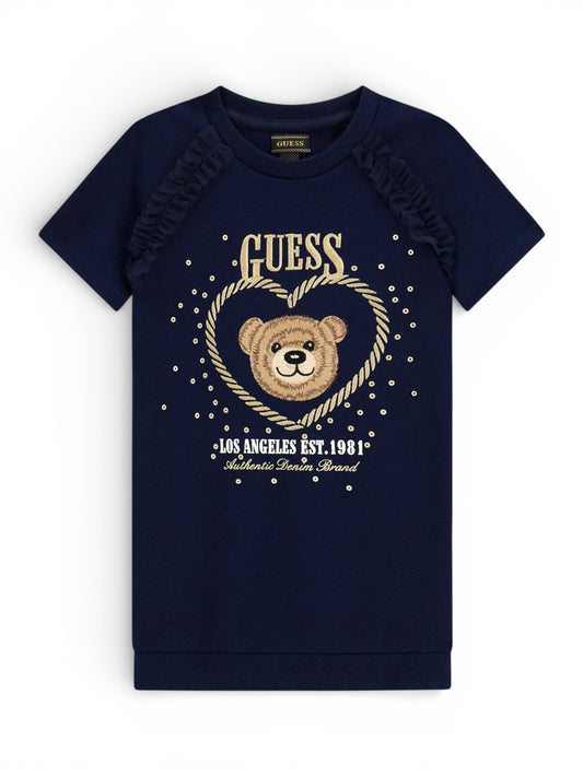 Guess Kids Punto Milano Ss Dress - Abito Bambina - Blu