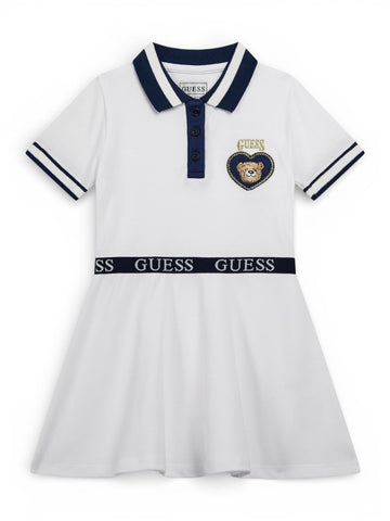 Guess Kids Piquet Ss Dress - Abito Bambina - Bianco