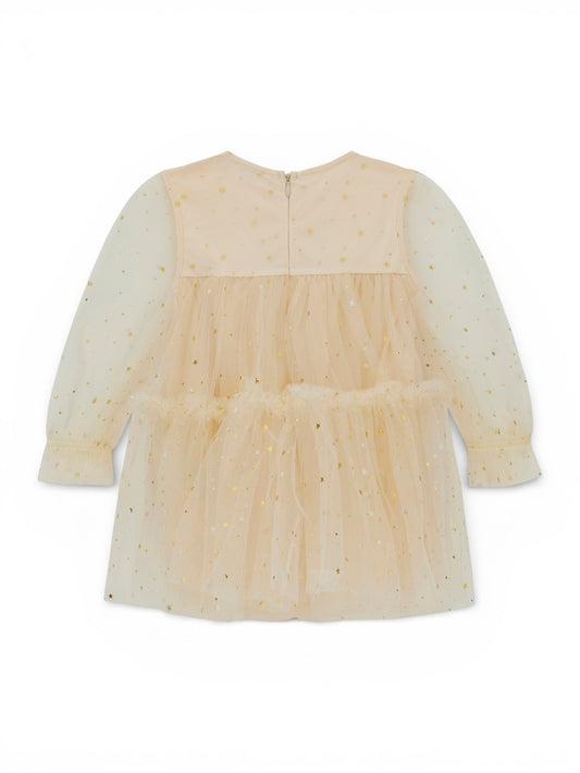 Guess Kids Mesh Sl Dress Ceremony - Abito Bambina - Beige
